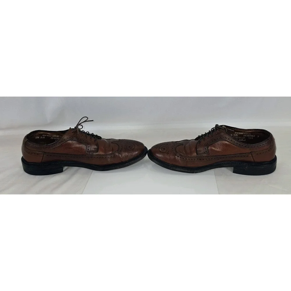 Vintage Men's Brown Leather Wingtip Oxford Dress Shoes Goodyear Welt Size 10.5 D